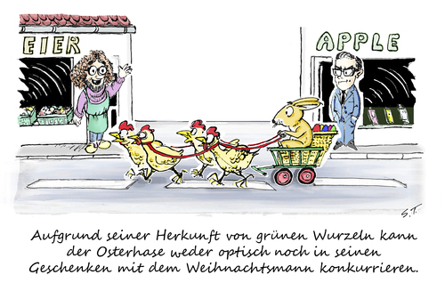 Cartoon: Eier statt Apple (medium) by Simpleton tagged apple,bio,öko,geschenke,weihnachtsmann,osterhase,ostern