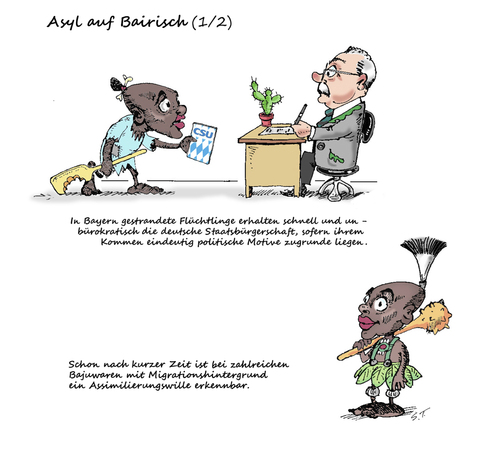 Cartoon: Asyl auf Bairisch (medium) by Simpleton tagged wahlplakat,wahlkampf,csu,ausländer,asylant,asyl,politiker,bayern