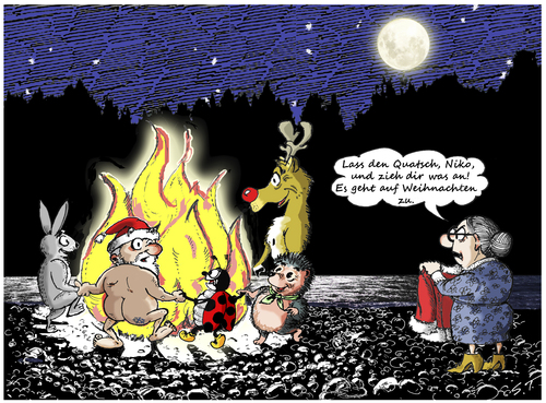 Cartoon: Sommersonnenwende (medium) by Simpleton tagged rendeir,rednosed,rudolph,santa,weihnachtsmann,nikolaus,nudismus,fkk,mittsommer,sonnwendfeier,sommeranfang,sommersonnenwende,sonnenwende