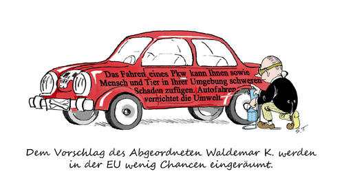 Cartoon: Und rauchen tuts auch (medium) by Simpleton tagged auto,umwelt,rauchverbot,nichtraucherschutz,zigarettenpackung,gesundheit,eu