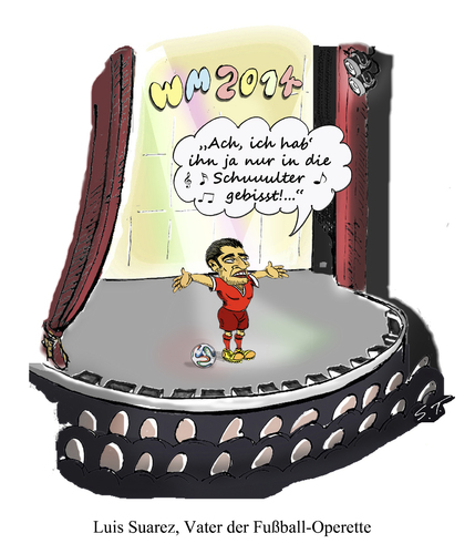 Cartoon: WM-Operette (medium) by Simpleton tagged operette,millöcker,biss,2014,wm,suarez,luis