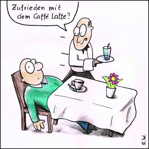Cartoon: Cafe Latte (medium) by Storch tagged cafe,caffe,kaffee,latte,kellner,ober,mann