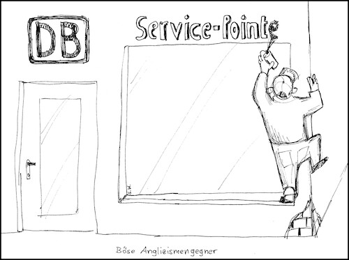 Cartoon: DB Service (medium) by Storch tagged anglizismus,deutsche,bahn,bullshit,bingo