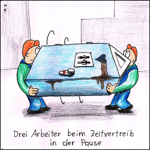 Cartoon: Zeitvertreib in der Mittagspause (medium) by Storch tagged bau,arbeiter,dixi,toi,klo,scheiße