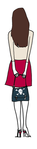 Cartoon: Red skirt (medium) by spotty71 tagged brünett,frau,rot,handtasche,schädel,totenkopf