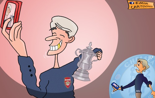 Cartoon: Mourinho where are your trophies (medium) by emir cartoons tagged mourinho,arsenal,fa,cup,emir,cartoon,cartoons,caricature,football