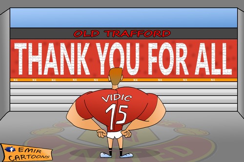 Cartoon: THANK YOU FOR ALL (medium) by emir cartoons tagged manchetser,united,nemanja,vidic,emir,cartoons,football,caricature