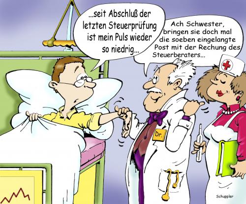 Cartoon: krankenbett (medium) by schuppi tagged geld,steuer,finanzen,finanzamt,steuerberatung,wirtschaft