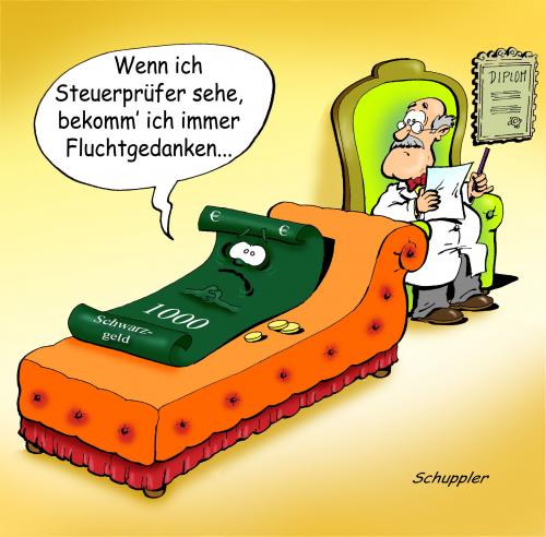 Cartoon: schwarzgeld (medium) by schuppi tagged schwarzgeld,steuer,psychiater,hinterziehung,steuergeld,steuererklärung,steuerprüfer,steuern,krank,prüfer,arzt,praxis,patient,doktor,therapie,therapeut,steuerhinterziehung,geldschein,couch,flucht,angst,betrug,psychologe,psychiater,hinterziehung,steuergeld,steuererklärung