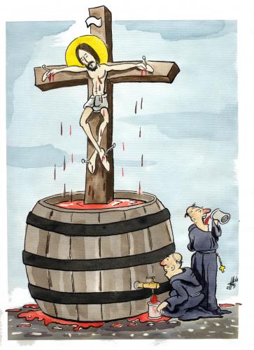 Cartoon: no title (medium) by Nikola Otas tagged blood,is,thicker,than,water