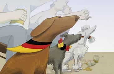 Cartoon: Hunde im Fußballfieber (medium) by Anja Vogel tagged animals,sports,socker,fußball