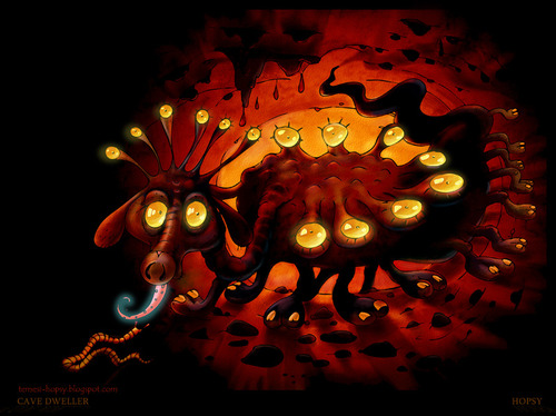 Cartoon: Cave Dweller (medium) by hopsy tagged cawe,dweller,fantasy,animal,cow