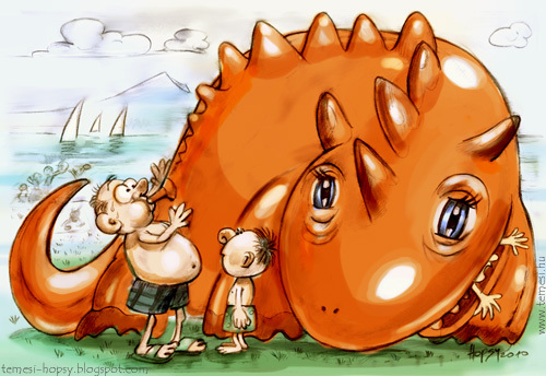 Cartoon: Inflatable animal (medium) by hopsy tagged inflatable,animal,beach,father