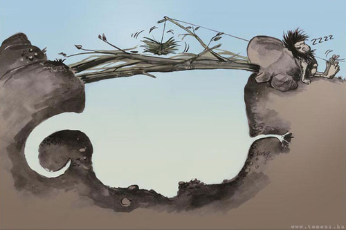 Cartoon: Mammoth Hunter (medium) by hopsy tagged mammoth,hunter,cartoon,hopsy,ancient