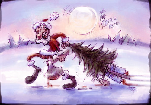 Cartoon: Merry Christmas 2011 (medium) by hopsy tagged snow,tree,pine,christmas,merry