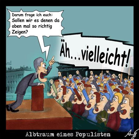 Cartoon: Albtraum eines Populisten (medium) by Anjo tagged populismus,demonstration,demo,masse