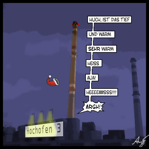 Cartoon: Betriebsunfall (medium) by Anjo tagged weihnachten,hochofen,kamin,schornstein,xmas