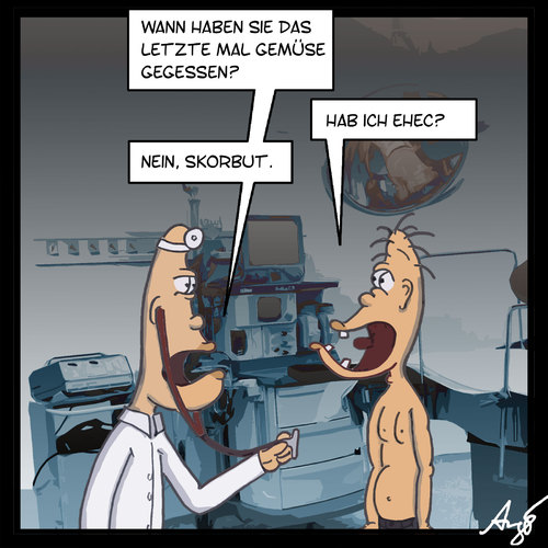 Cartoon: EHEC? (medium) by Anjo tagged gurken,rohes,gemüse,skorbut,ehec