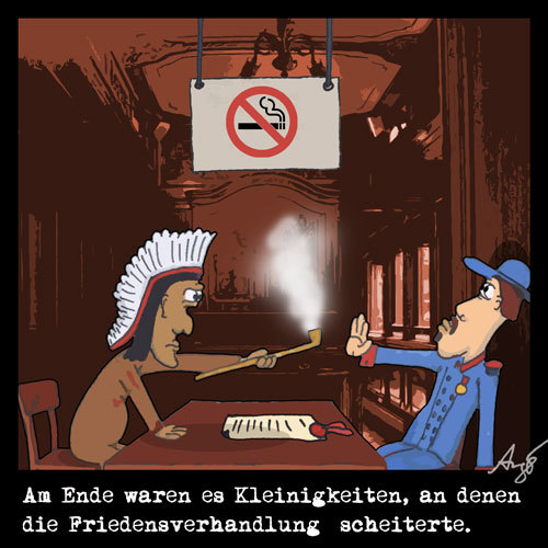Cartoon: Friedenspfeife (medium) by Anjo tagged rauchen,rauchverbot,frieden,indianer,cowboy,usa