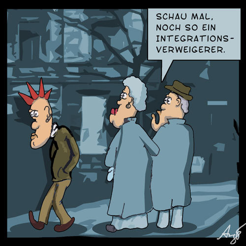 Cartoon: Integrationsverweigerer (medium) by Anjo tagged leitkultur,seehofer,verweigerer,sarazin,integration,integrationsverweigerung