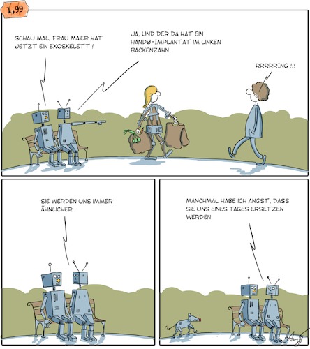 Cartoon: Roboterisierung des Menschen (medium) by Anjo tagged roboter,mensch,transhumanismus,künstliche,intelligenz,roboter,mensch,transhumanismus,künstliche,intelligenz