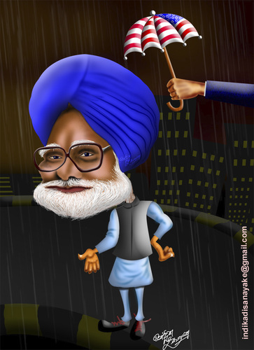 Cartoon: india and america (medium) by indika dissanayake tagged manmohan,singh