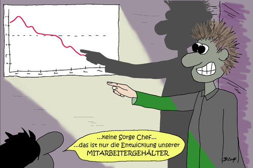 Cartoon: Mitarbeitergehälter (medium) by Morvana tagged finanzen,karriere,mitarbeiter,differenz,einkommen,dumpinglohn,firma,unternehmen,strategien,geld,gewinn,inflation,manager,betriebsversammlung,präsentation,bilanz,konjunktur,niedriglohn,börse,lohnerhöhung,entwicklung,lohn,gehalt,betriebsrat,arbeit