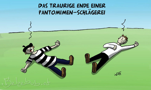 Cartoon: Pantomimenschlägerei (medium) by Belzebub tagged pantomime,pantomimen,schlägerei,mime,mimes,beatdown
