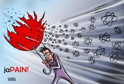 Cartoon: Japan and Chernobyl (medium) by Satish Acharya tagged japan,fukushima,nuclear