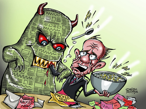 Cartoon: Media Monster (medium) by Satish Acharya tagged rupert,murdoch,hackgate