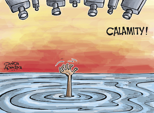 Cartoon: The calamity of media (medium) by Satish Acharya tagged media,calamity