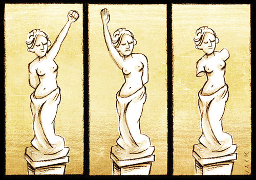 Cartoon: apolitical is beautiful (medium) by Giacomo tagged art,policy,venus,beauty,communism,fascism,sculpture,giacomo,cardelli,jack,lombrio