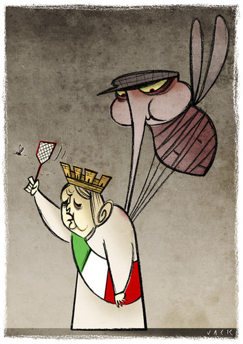 Cartoon: la mafia (medium) by Giacomo tagged mafia,italy,parasite,sucks,blood,mosquito,crime,impotence,swatter,giacomo,cardelli,jack