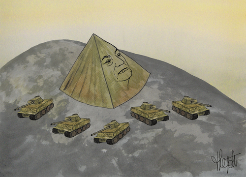 Cartoon: revolution en Egypte (medium) by No tagged mubarak,army,revolution,egypte,moubarak