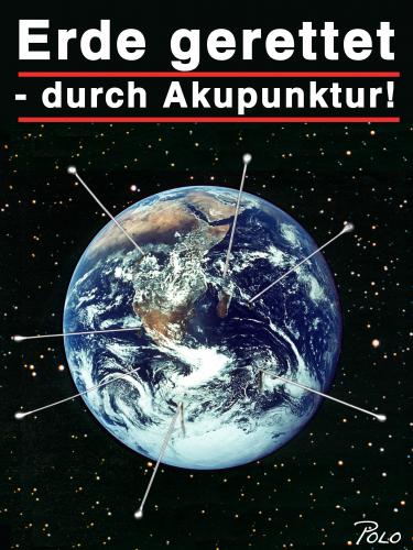 Cartoon: Erde gerettet-durch Akupunktur! (medium) by POLO tagged erde,earth,gerettet,saved,akupunktur,acupuncture