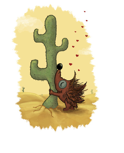 Cartoon: is it love? (medium) by jodyclaire tagged love,hedgehog,cactus