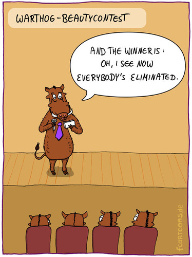 Cartoon: BEAUTYCONTEST (medium) by Frank Zimmermann tagged beauty,contest,warthog,pig,model,winner