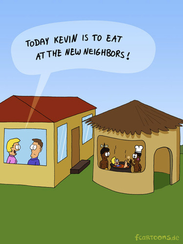Cartoon: DINNER (medium) by Frank Zimmermann tagged dinner,cannibals,kannibale,topf,essen,haus,hood