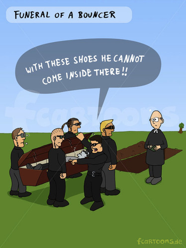 Cartoon: FUNERAL (medium) by Frank Zimmermann tagged bible,book,bouncer,beerdigung,cartoon,grab,pastor,sarg,sonnenbrille,türsteher,coffin,funeral,refernd,sunglasses