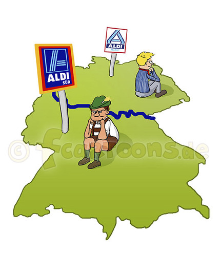 Cartoon: Grenze in Deutschland (medium) by Frank Zimmermann tagged border,cartoon,germany,united,aldi,angepisst,bayer,bayern,brd,ddr,deutschland,friese,grenze,lustig,nord,sauer,süd,wiedervereinigt