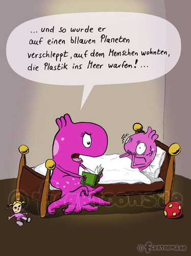 Cartoon: Gute Nacht Geschichte (medium) by Frank Zimmermann tagged gute,nacht,geschichte,mama,mutter,kind,alien,lesen,cartoon,comic,fcartoons,licht,dunkel,umwelt,plastik,buch,bett,bed,book,environment,öko,read