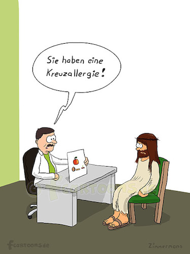 Cartoon: Kreuzallergie (medium) by Frank Zimmermann tagged allergy,apple,cartoon,chair,cherry,doc,doctor,easter,fun,funny,jesus,nut,nuts,office,allergie,apfel,arzt,doktor,dornenkrone,erdnuss,kirsche,lustig,nüsse,ostern,stuhl,walnuss