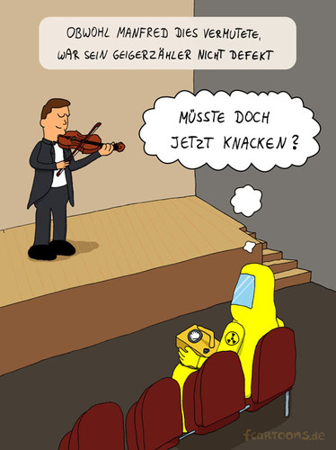 Cartoon: Manfred (medium) by Frank Zimmermann tagged manfred,geige,violine,konzert,geigerzähler,atom,anzug