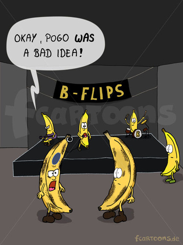 Cartoon: ON THE CONCERT (medium) by Frank Zimmermann tagged concert,gig,pogo,banana,banane,konzert,faul,flecken,braun,green,gelb,piercing,stage,flips