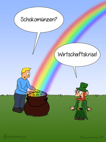 Cartoon: TOPF VOLL GOLD (medium) by Frank Zimmermann tagged topf,gold,schokolade,kobold,regenbogen