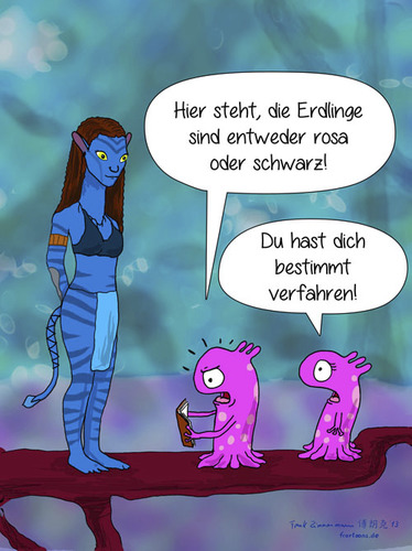 Cartoon: verfahren (medium) by Frank Zimmermann tagged verfahren,avatar,alien,besuch,buch,pandora