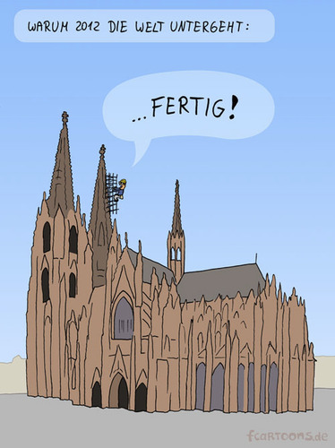 Cartoon: Weltuntergang (medium) by Frank Zimmermann tagged cartoon,kölner,köln,gerüst,dom,arbeiter,weltuntergang,worker,helmet,world,the,of,end,cologne,cathedral