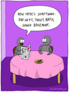 Cartoon: APARTMENT AD (small) by Frank Zimmermann tagged apartment,ad,advert,newspaper,spider,fly,table,couple,read,cartoon,cellar,basement,spinne,zeitung,lesen,anzeige,fliege,baff,wc,keller