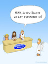 Cartoon: CASTING EVERYWHERE (small) by Frank Zimmermann tagged american,angel,cartoon,casting,comic,god,heaven,idol,jesus,star,pen,hair,table