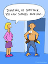 Cartoon: CHANGED (small) by Frank Zimmermann tagged changed change man woman door arm shoes ass ear penis finger trousers cartoon arsch ohren mann frau talk reden schuhe hose